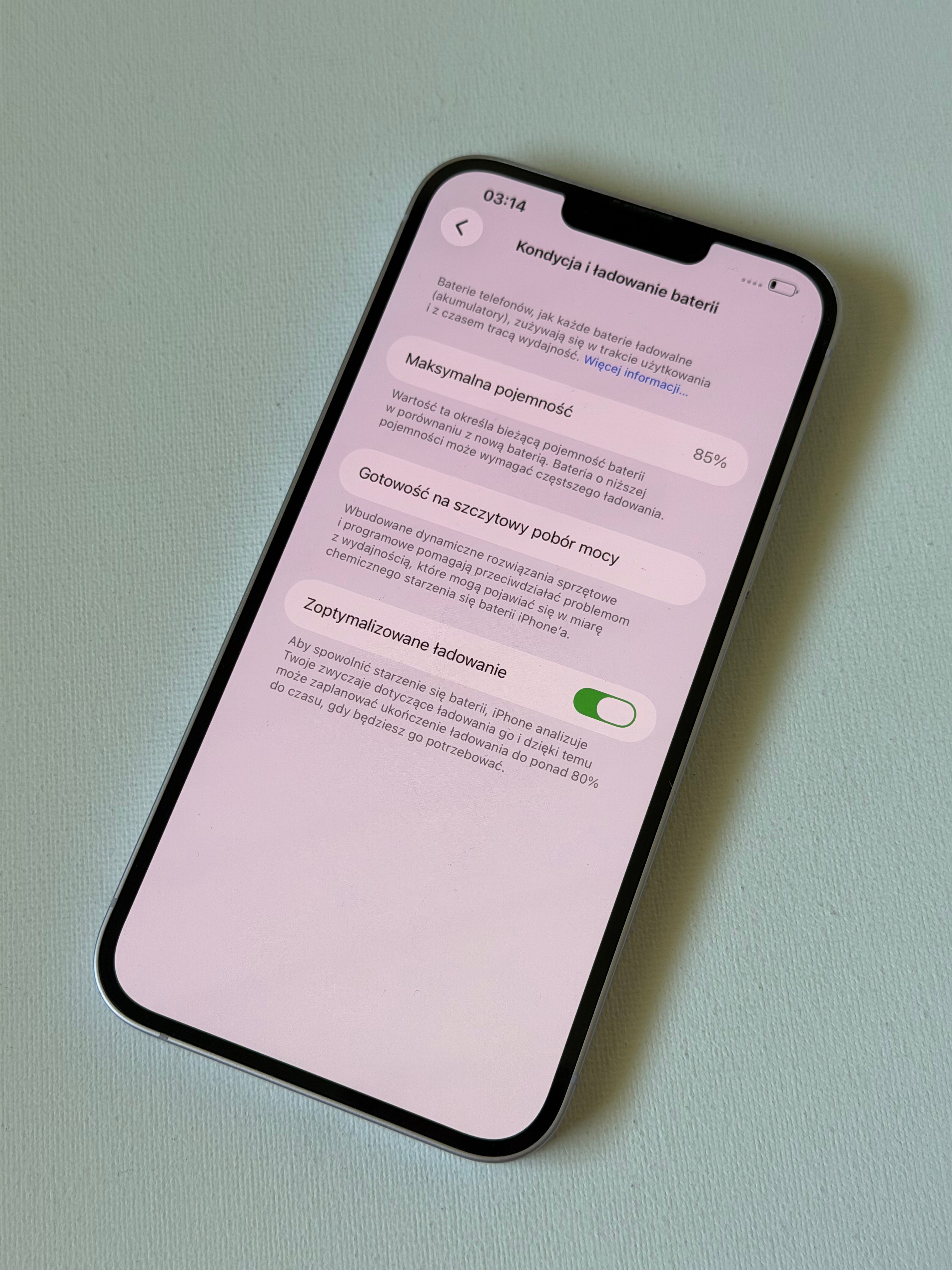 iPhone 14 Plus, 85%, liliowy